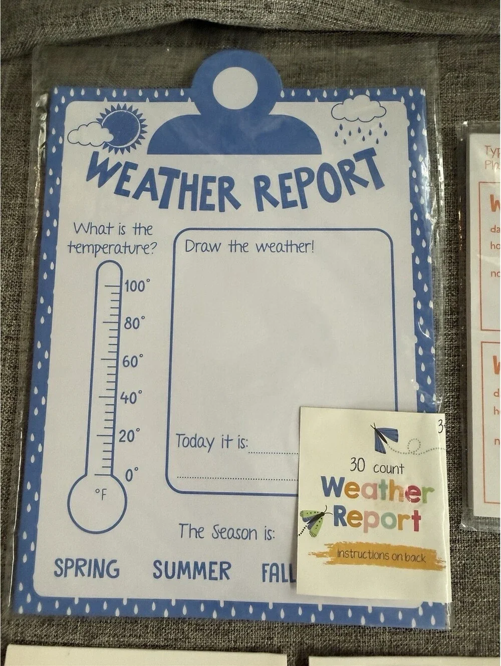 Writing Classroom Activities Lot Of 4 Packs Weather, Plants, Summer 30 Per Pack